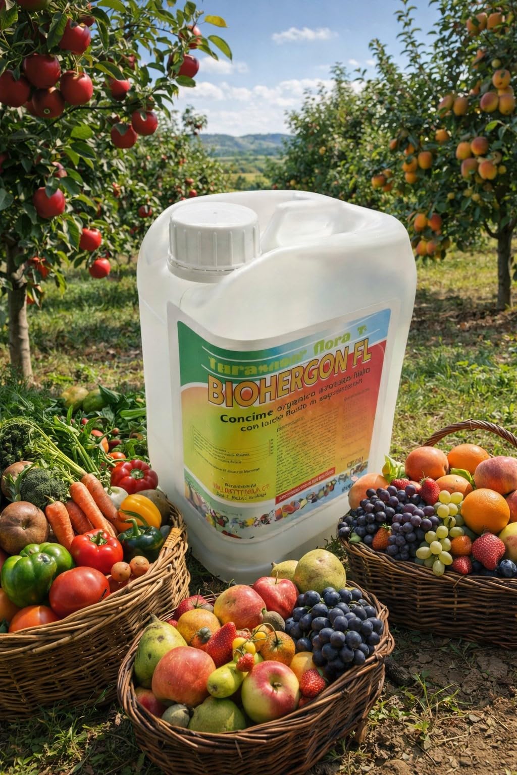 Biohergon Fluid Concime Organico Azotato Liquido con Aminoacidi e Peptidi - Bio-Stimolante Professionale per Piante e Orto - Flacone da 30 L