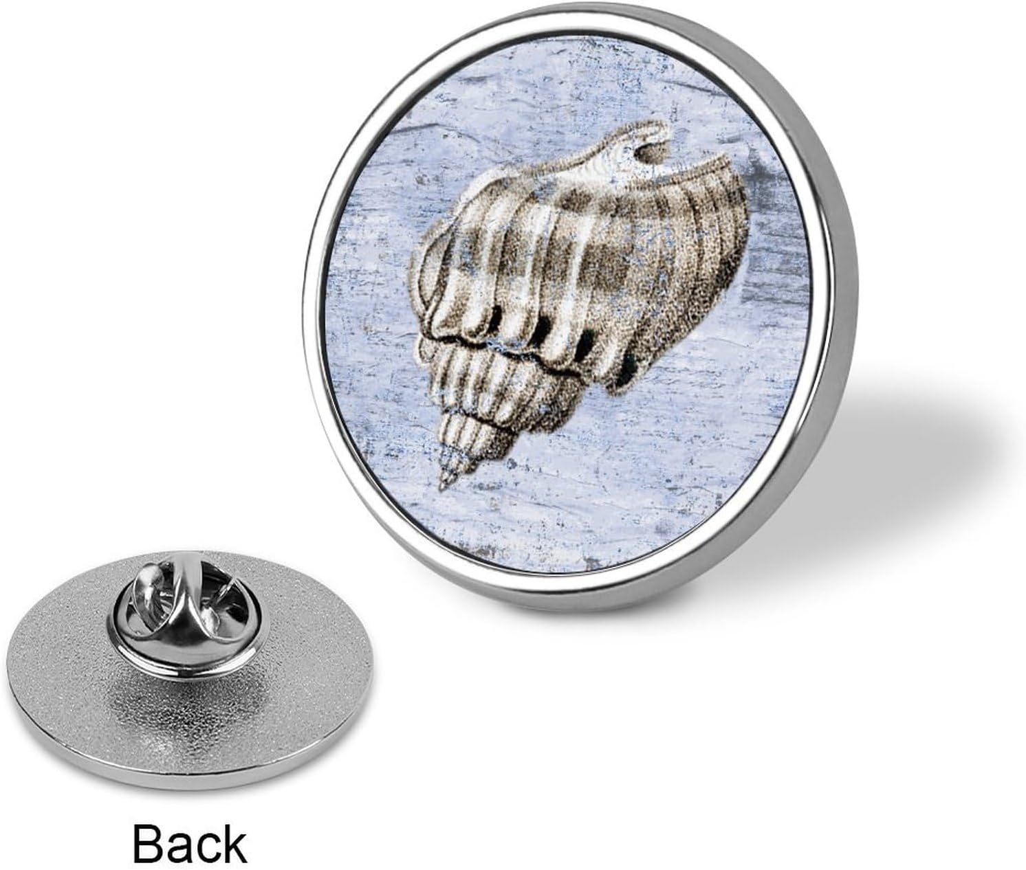 Enamel Pins Pieces Conch Jean Buttons Ocean Theme Lapel Pin Blue Wood Grain Ocean Sea Life Custom Buttons Nautical Coastal Nautical Theme Ocean Beach Lapel Pins For Steampunk Badge Jewelry
