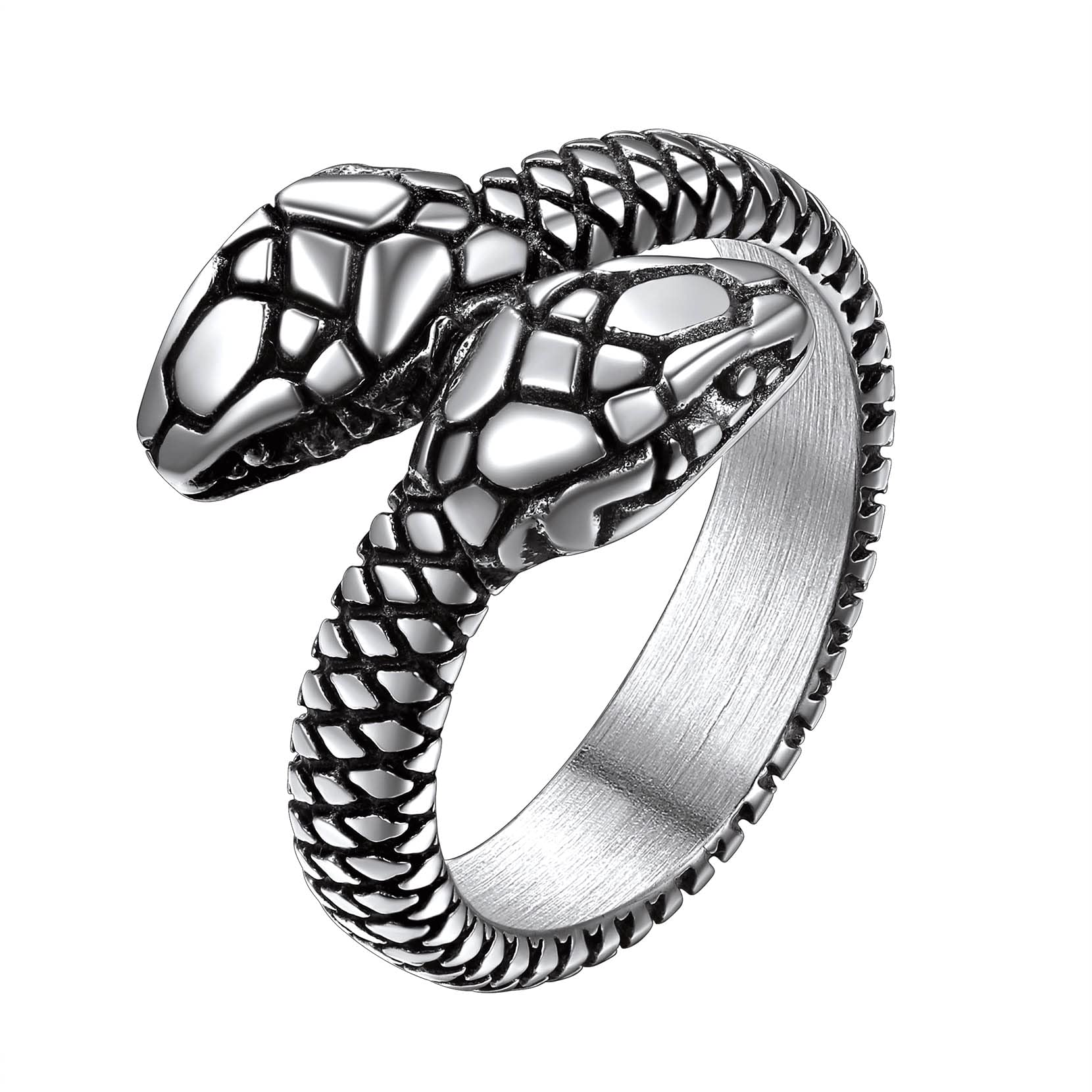 Richsteel Cola de Serpiente Anillos Ajustables Puede Poner Nombre, Tamaños 14.5-32.5 Anillos Vintage para Hombres Mujeres