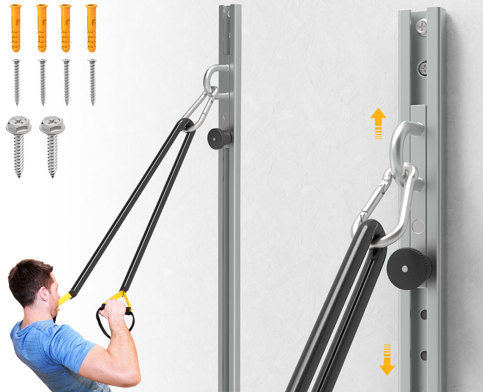 Photo 1 of Resistance Band Wall Anchor with Automatic Locking Function, 40" Adjustable Resistance Band Wall Mount System, Multi-Functional, Home Gym Solution for Strength Training, Workout Goals | 100+ Exercises