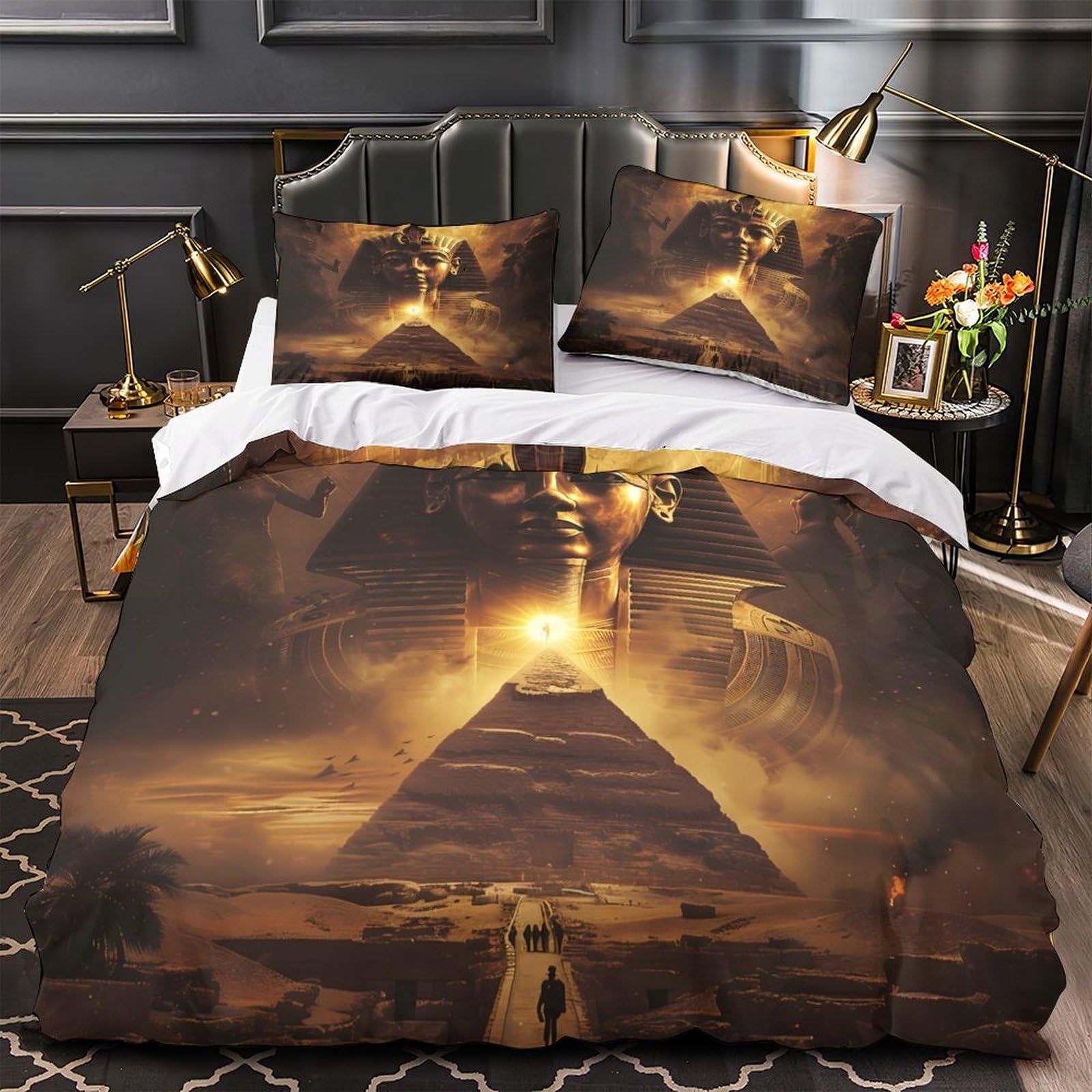 Housse de couette Égypte antique parure de lit 200x200 microfibre confortable