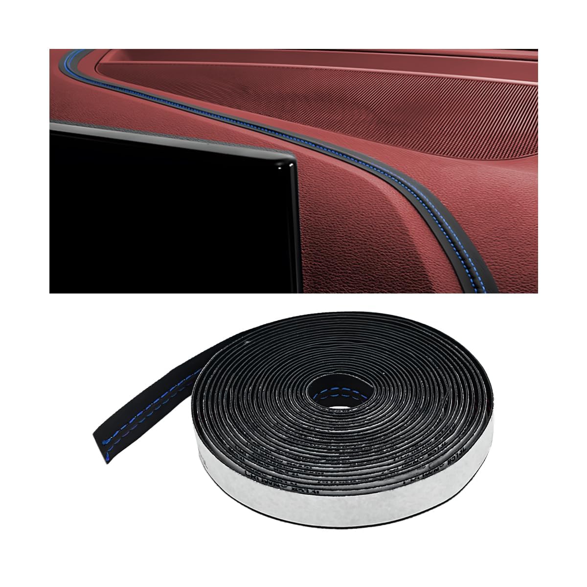 WANJUNSHANGMAOYOUXIAN Car Interior Leather Trim Strip for Ford Tourneo Courier (AB Bj.2014), 6m Waterproof Self-Adhesive Moulding Line Decorative Gap Filler Styling Accessory, black-blue