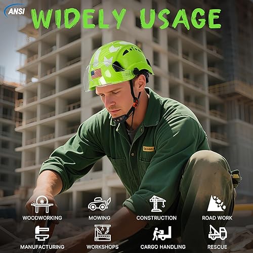 Miniatura 9 de Cascos cascos con patrón de fibra de carbono  Construcción aprobado por la OSHA, ANSI Z89.1 Tipo 1 Clase C Casco de seguridad ajustable ventilado