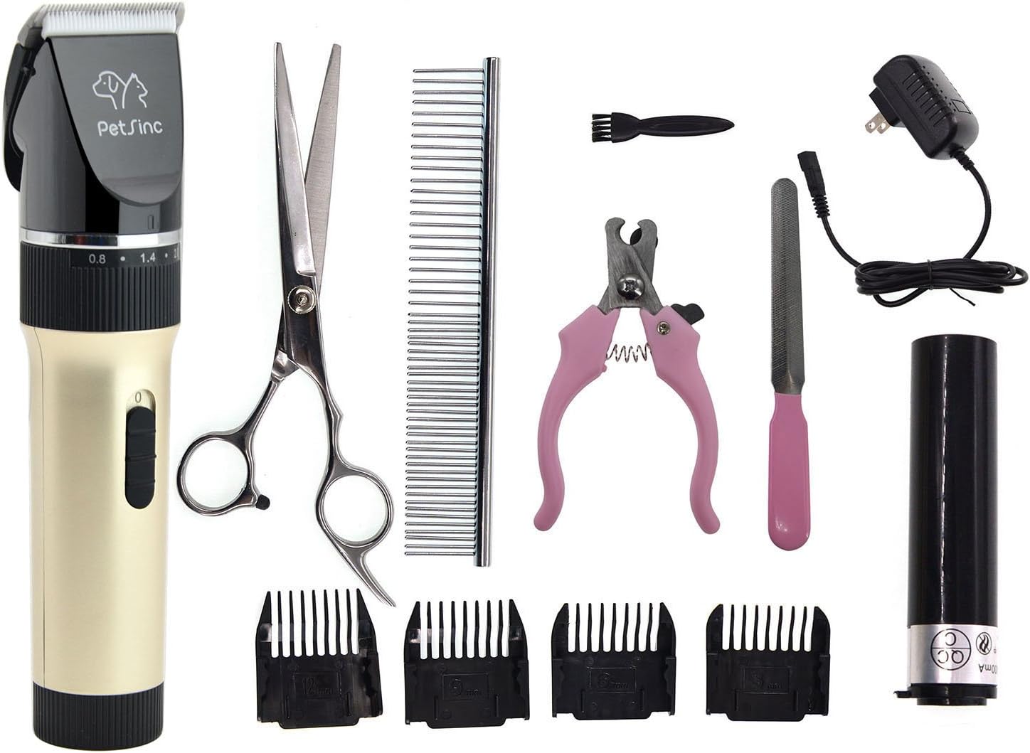 PetSinc Long Use Time Rechargeable Cat Dog Grooming Clippers - Electric Pet Grooming kit Set Tools for House Animals, Low Noise Dog Clippers with Comb Guides