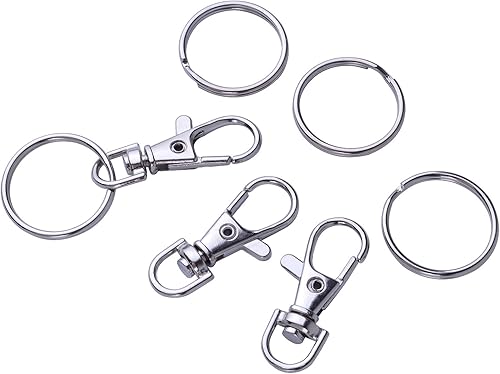 Miniatura 9 de BronaGrand 50 ganchos giratorios con cordón a presión, anillos fuertes y cierres de langosta, clips de gatillo para bolsas de bricolaje, joyas y