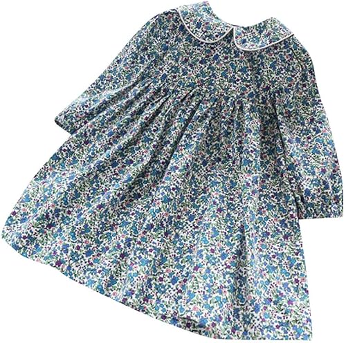 Vestidos para bebés, ropa de princesa casual, floral, vestido de primavera para niñas, vestido de niña con flores (azul, 3-4 años)
