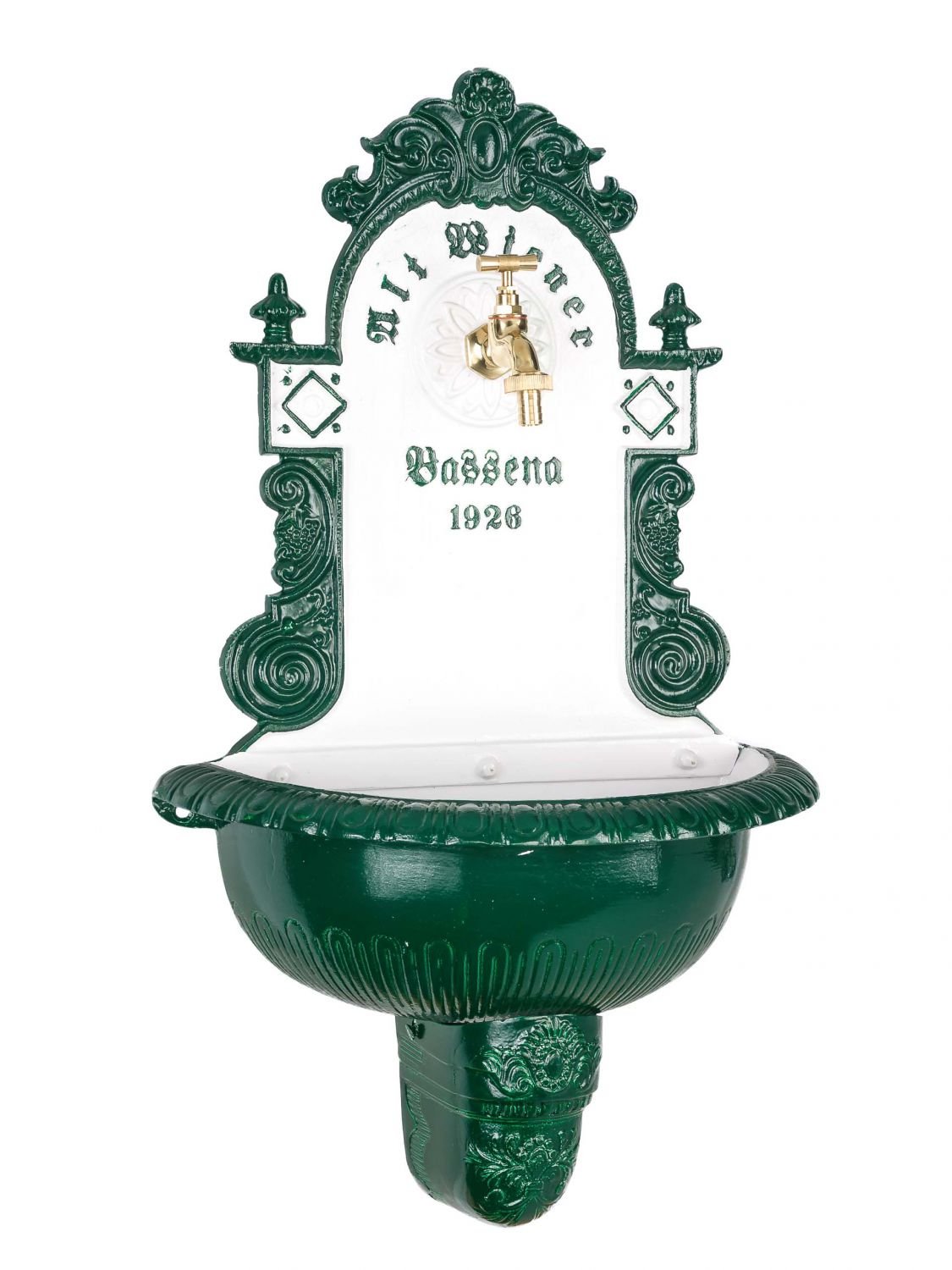 aubaho Brunnen Wandbrunnen 71,5cm Aluminium Waschbecken im Antikstil Fountain Garden