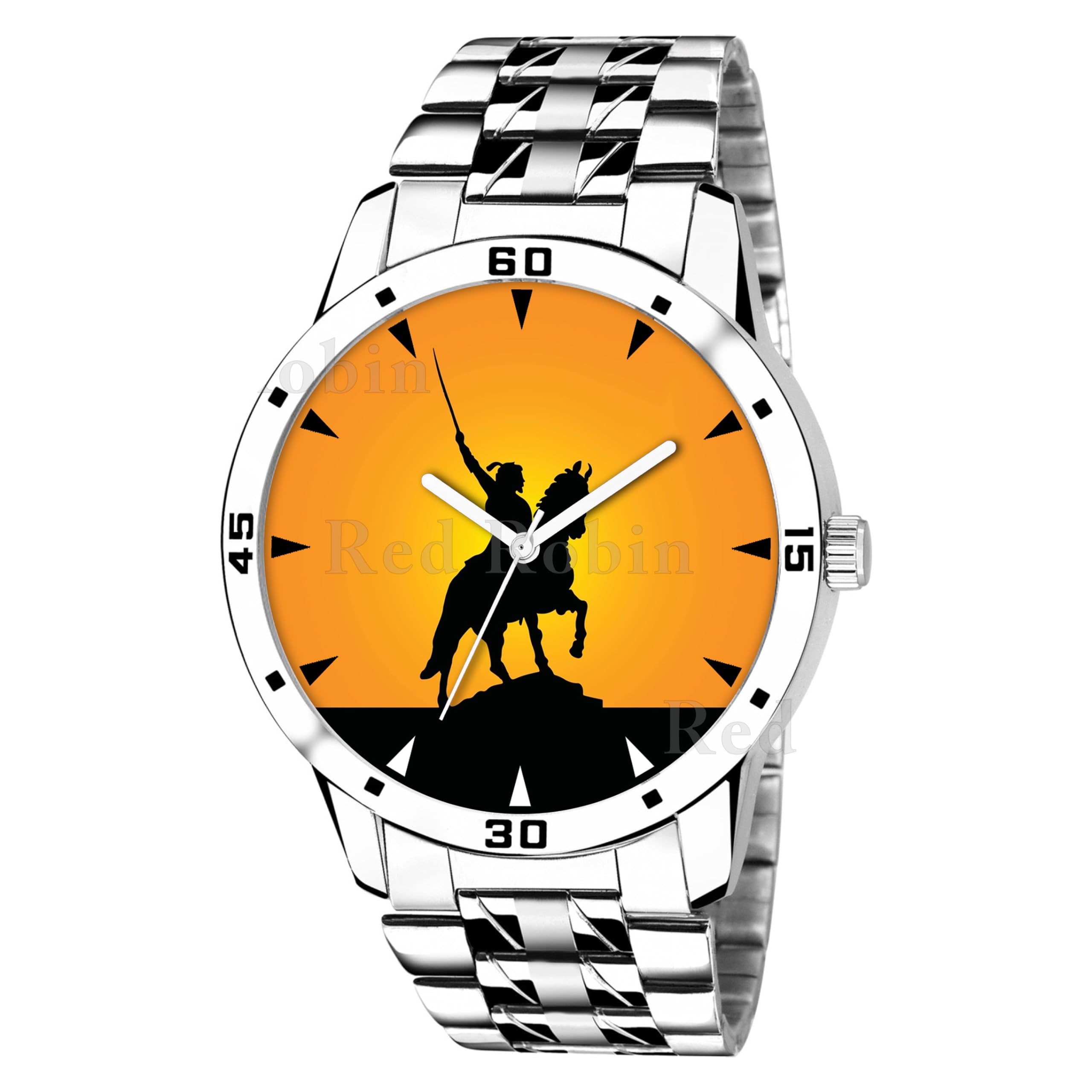 Talgo Analog Shivaji Design Yellow Dial Stylish Silver Stainless Steel Strap Wrist Watch for Hindu Men and Boys, Pack of 1 - Shivaji-AVO-SIL-STL (B0CSWQYH71) Amazon Price History, Amazon Price Tracker