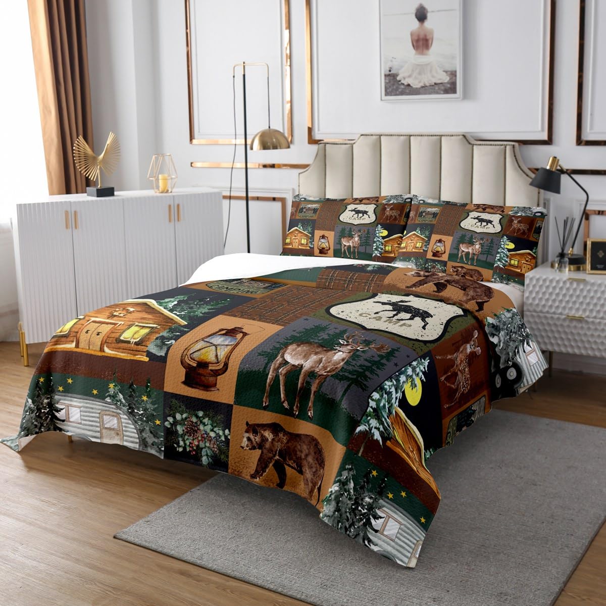 Cabin Bedding Erosebridal Hunting Deer Comforter Set For Boys,Rustic Camper  Down Coverlet King Size, image size:1200x1200
