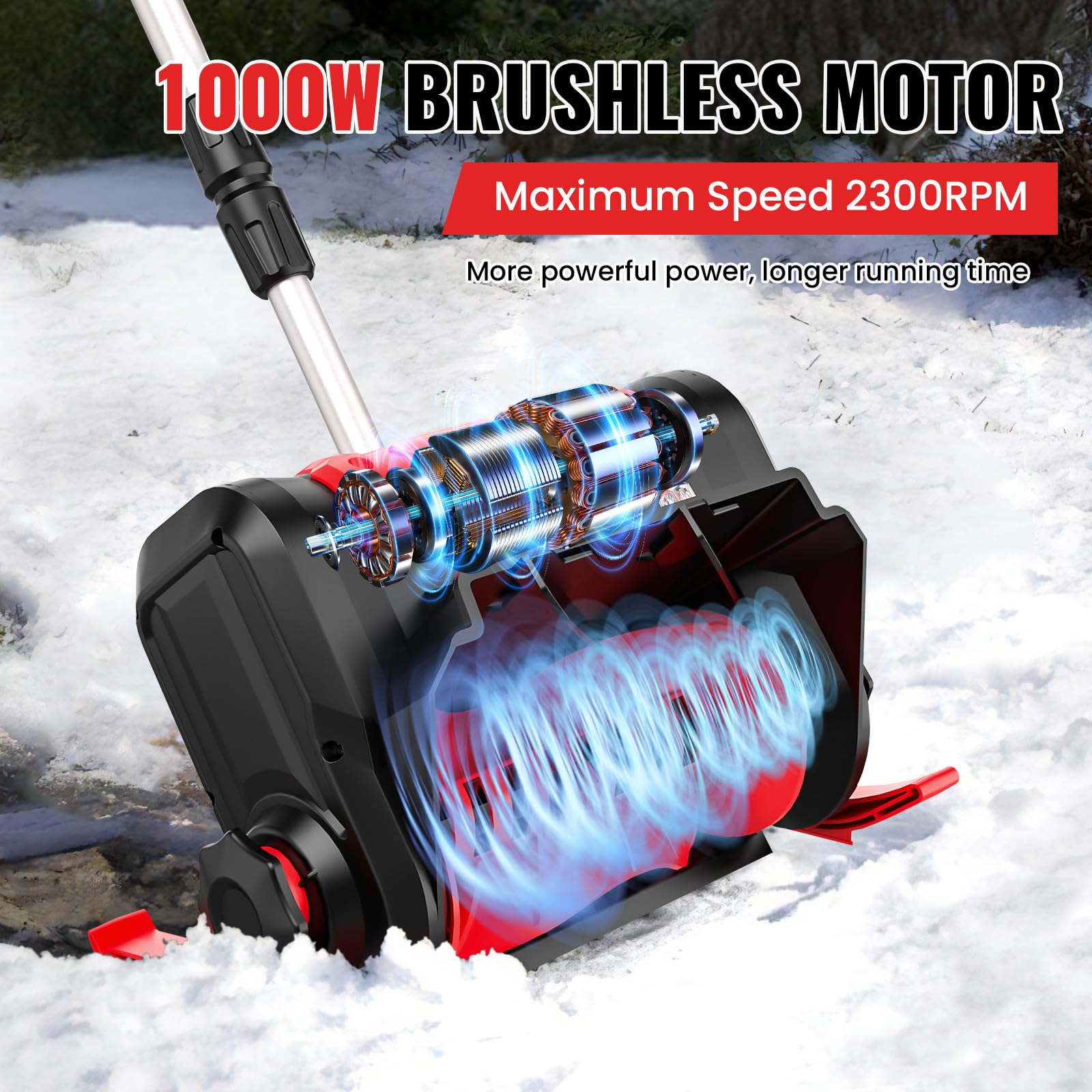 Akku Schneefräse 21V, Handgeführte Schneefräse Mit Zwei Batterien, Bürstenloser Motor, Digitaler Leistungsanzeige, Schlittendesign, Wurfweite 8M, Reinigungsbreite 30CM, kehrmaschine Akku für Gehwege