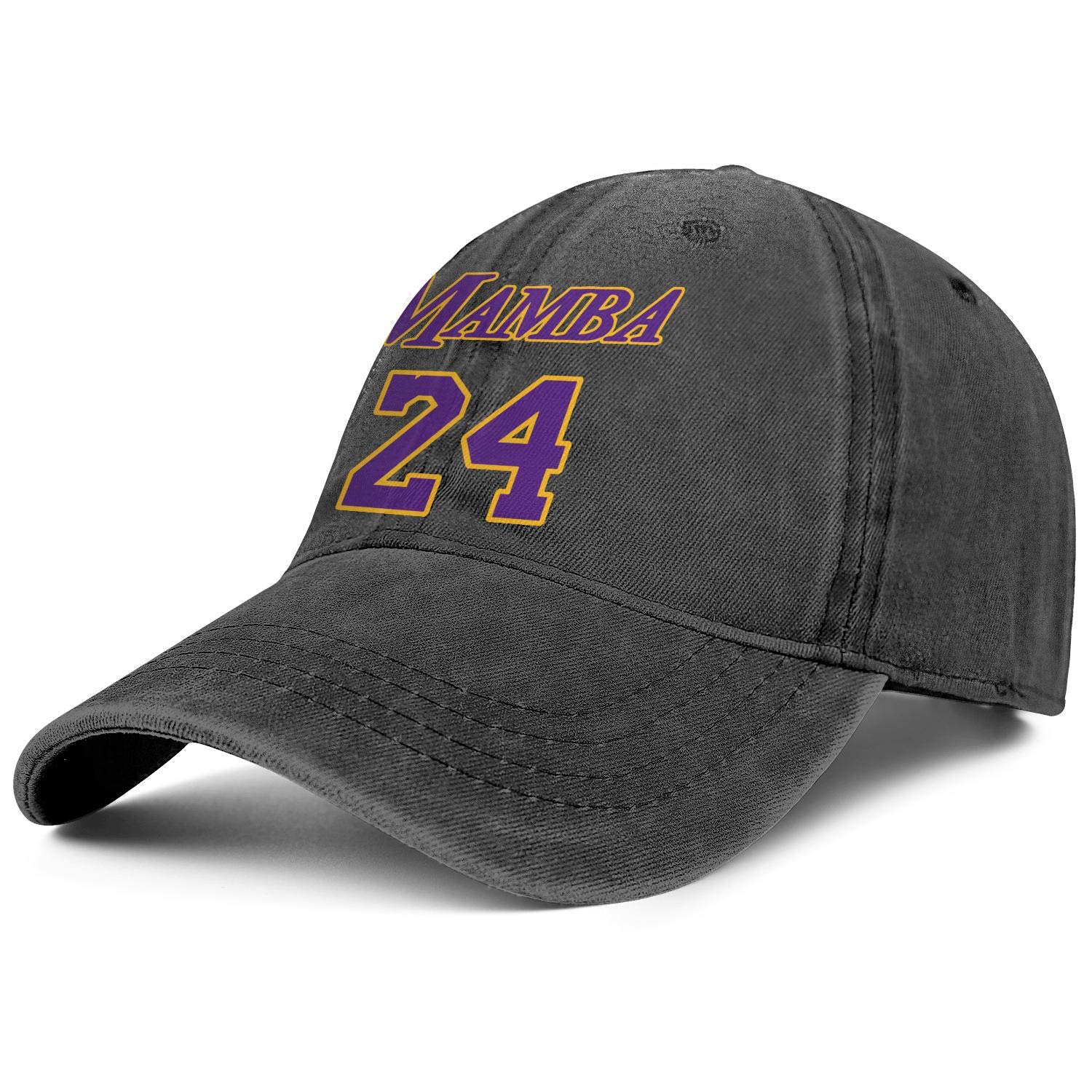 Men's Denim Fitted Hats Adjustable Basketball Player Mamba 24 Novelty Flat Ball Caps