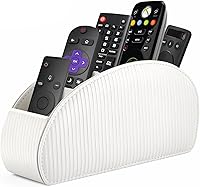 Vista 13 de SITHON - Soporte para control remoto con 5 compartimentos; organizador de escritorio de cuero sintético para guardar controles de TV, DVD, Blu-Ray