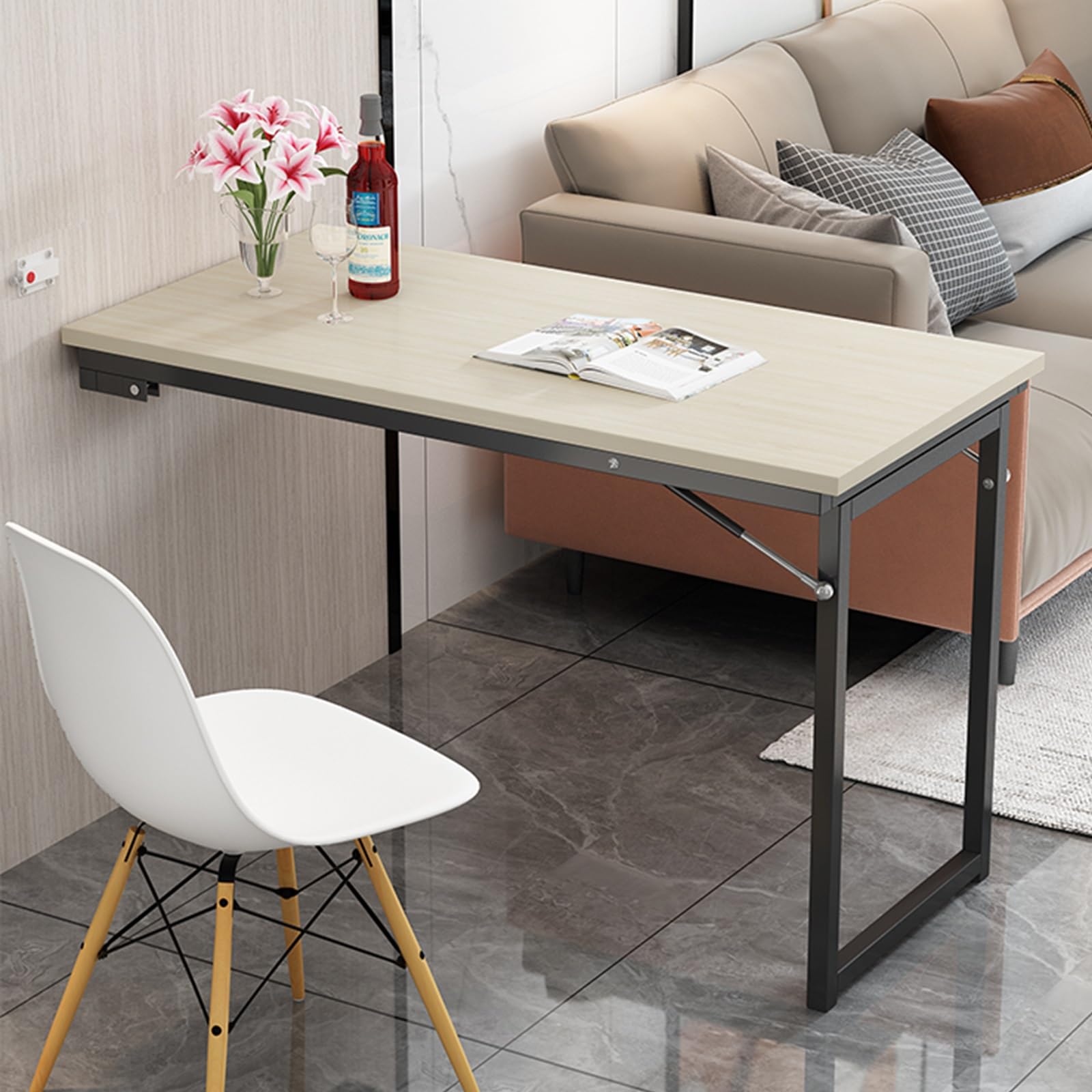 Table bureau pliante flottante pour salon compact et coin buanderie