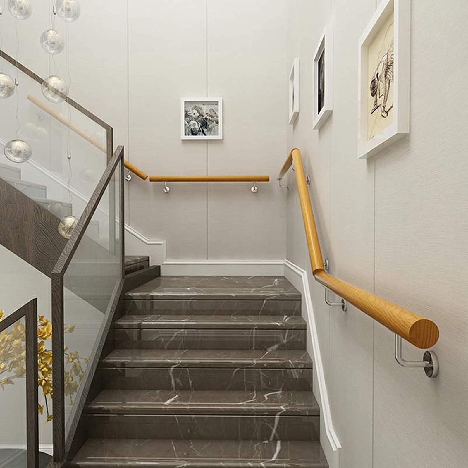 Main courante d'escalier intérieure en bois pour protéger les enfants et les âgés