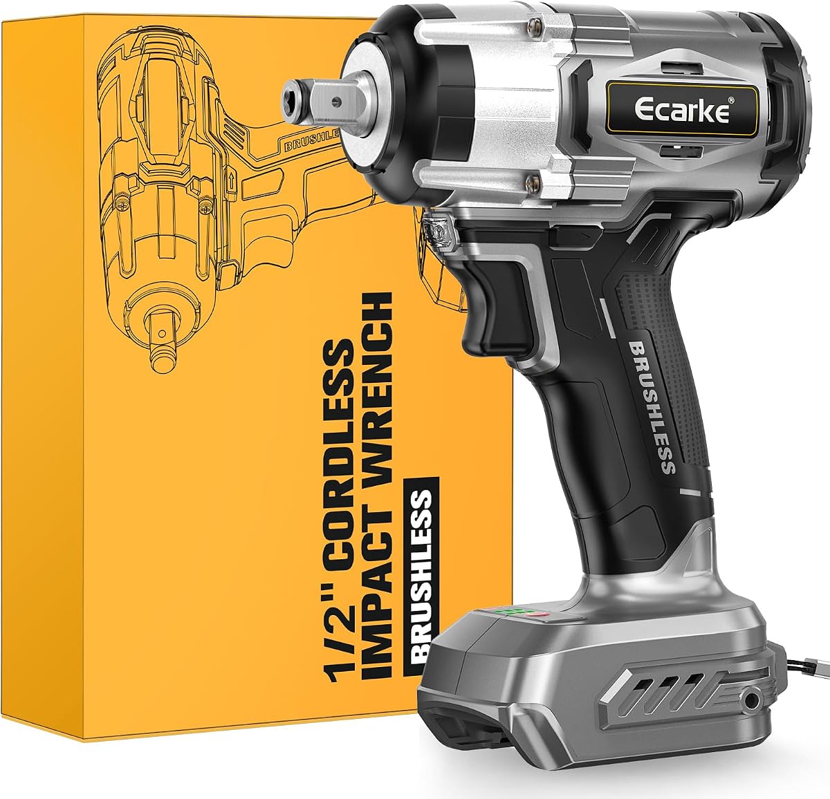 Cordless Impact Wrench 1/2 inch Compatible with Dewalt 20v Battery, 300 FT-LBS (400N.m) Brushless Electric Impact Gun with LED Work Light, High Torque Impact Driver, Bare Tool Only