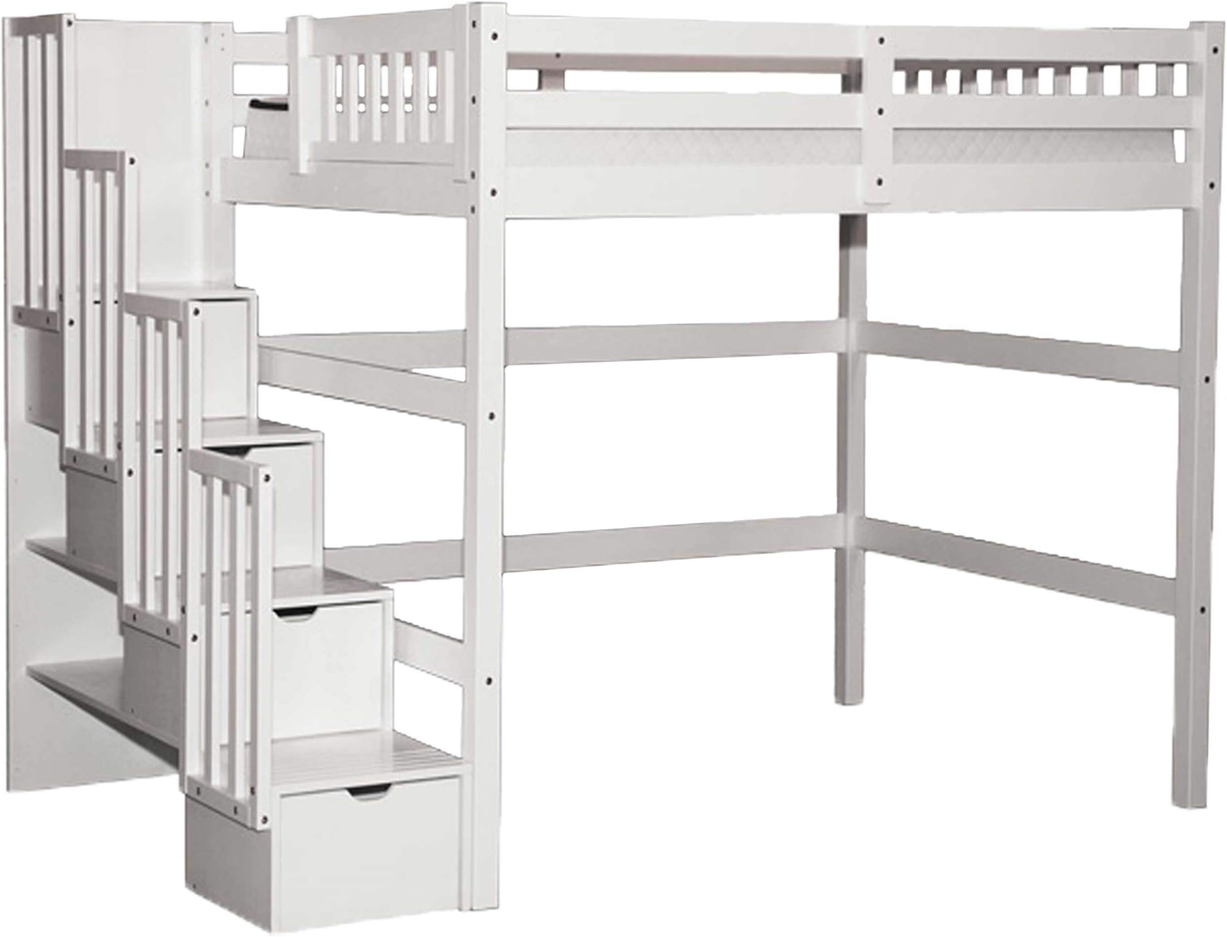 SCANICA Staircase Twin Loft Bed with Storage White
