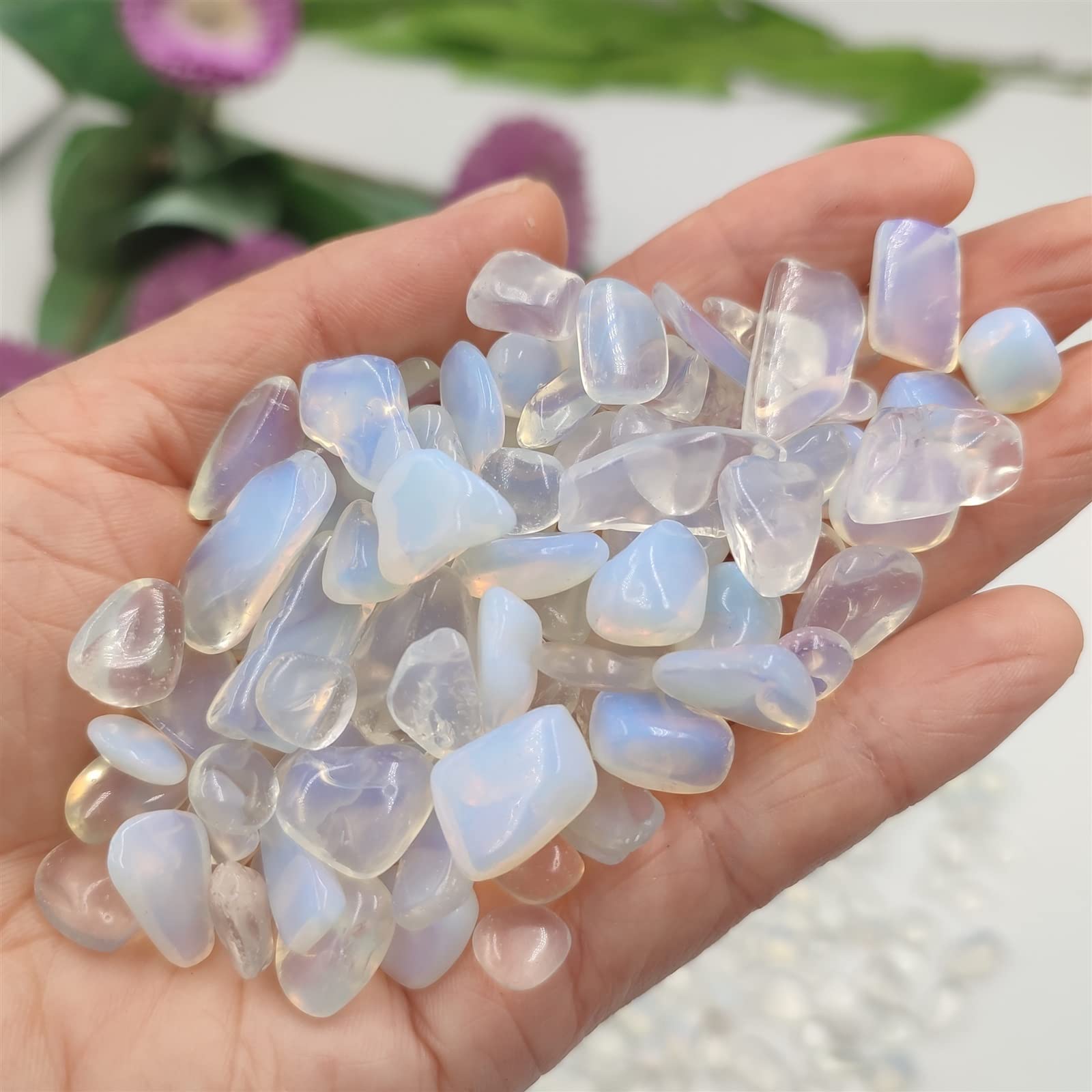 Paquete de 100 g de Cristal de Cuarzo Opalite, Piedra caída, Grava, decoración de la habitación del hogar, Bricolaje, Acuario Pulido a Granel Inicio Colecciones