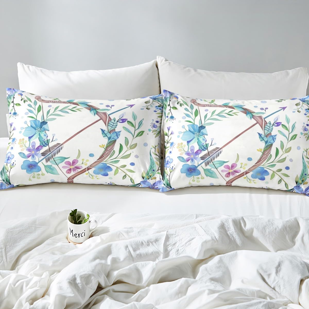 Erosebridal Archery Sports Fitted Sheet Full Size, Athletics Sport Games Bed Sheets for Kids Boys, Flowers Leaves Microfiber Bed Cover for Bedroom, Arrow Botanical Bedding Sheets & Pillowcases