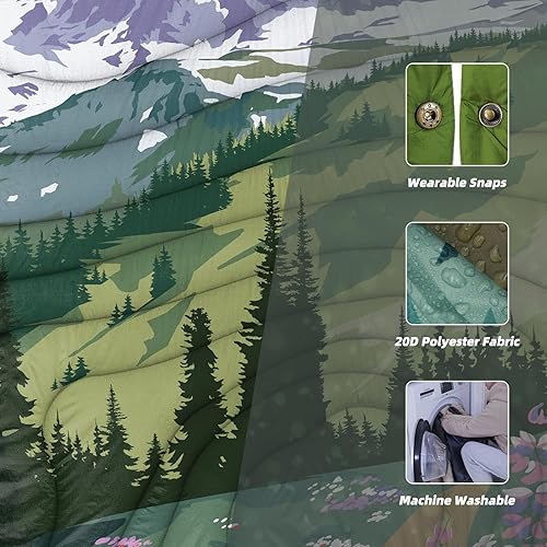 Miniatura 5 de Manta de vellón Sherpa para camping, combinada 2 en 1, ultra suave, cálida y saco de dormir ultraligero para todas las estaciones, campamento al