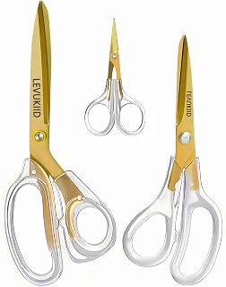 9.5 Inch Set All Purpose Scissors For Office, Anti-Rust Coating, Ergonomic Handle Craft Scissors, for Office Home School Craft Household Use/Gold