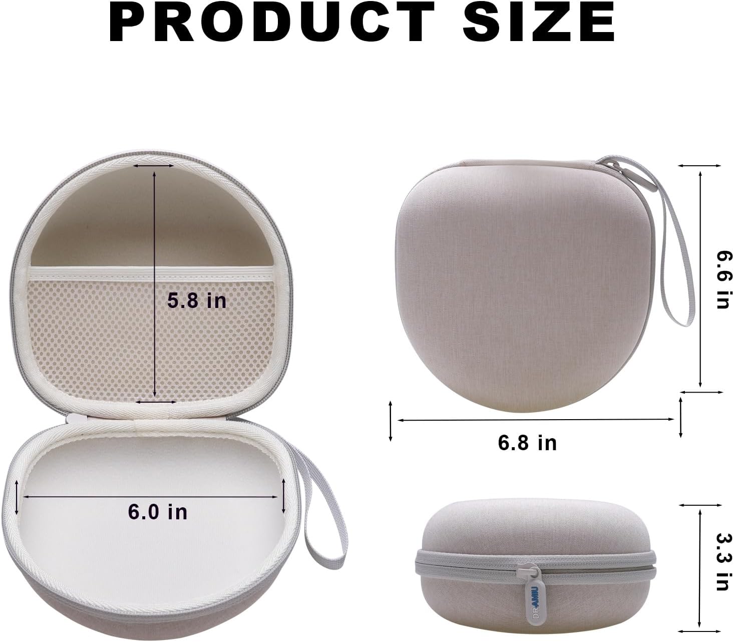 Headphone Case Compatible with Beats, Skullcandy, JBL, JLab, Monster Persona 3rd/5th/6th ANC, QearFun, Soundcore Q20/Q20i/Q30, BERIBES, TOZO, KVIDIO, Picun Foldable Headphones, Cream - Image 3