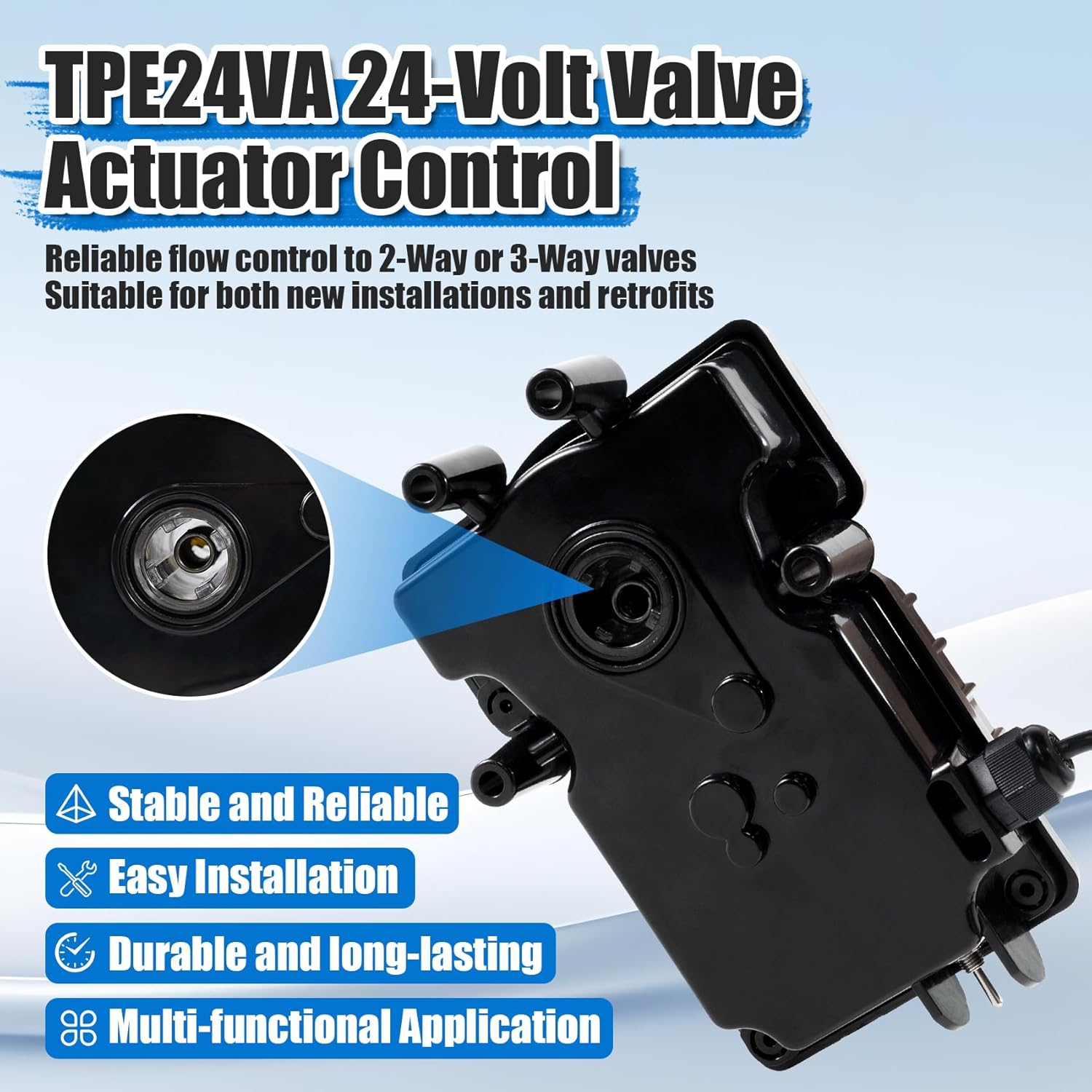 TPE24VA 24-Volt Pool Valve Actuator Control Replacement Compatible with all 24VAC Control Systems, Suitable for Pools, Solar Heating Systems, Spas and More，2-Way and 3-Way Valves