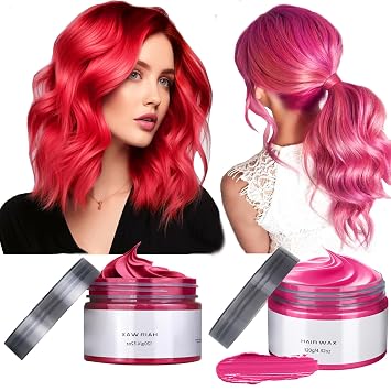 Temporary Hair Color Chalk for Kids, Red Hair Wax Color, Pink Hair Color Dye for 4 5 6 7 8 9 Year Old Girl Gifts, Birthday, Party, Cosplay DIY, Carnival, Halloween, Christmas Pink+Red