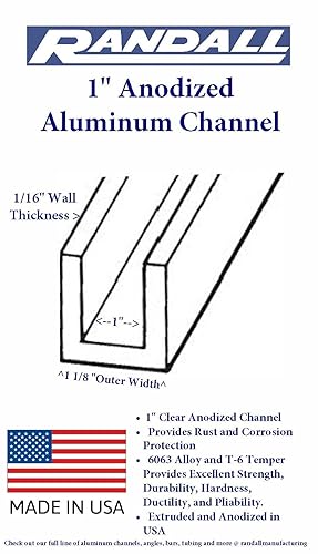 Miniatura 2 de Canal de aluminio de 4 pies - 1" paredes de 116" x 58" de alto aleación 6063 T-6 Temper anodizado transparente