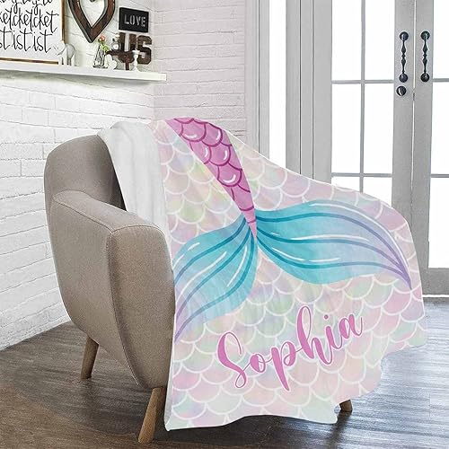 Miniatura 43 de Artsadd Personalized Baby Blanket for Boys Girls with Name, Custom Baby Name Blanket with Unicorn Pattern Customized Name Receiving Swaddle Throw