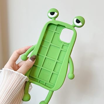 Ugly Case for iPhone 13/14,Funny 3D Cartoon Frog Green Cute Kawaii Soft Silicone Shockproof Protector Women Girls for iPhone 13/14