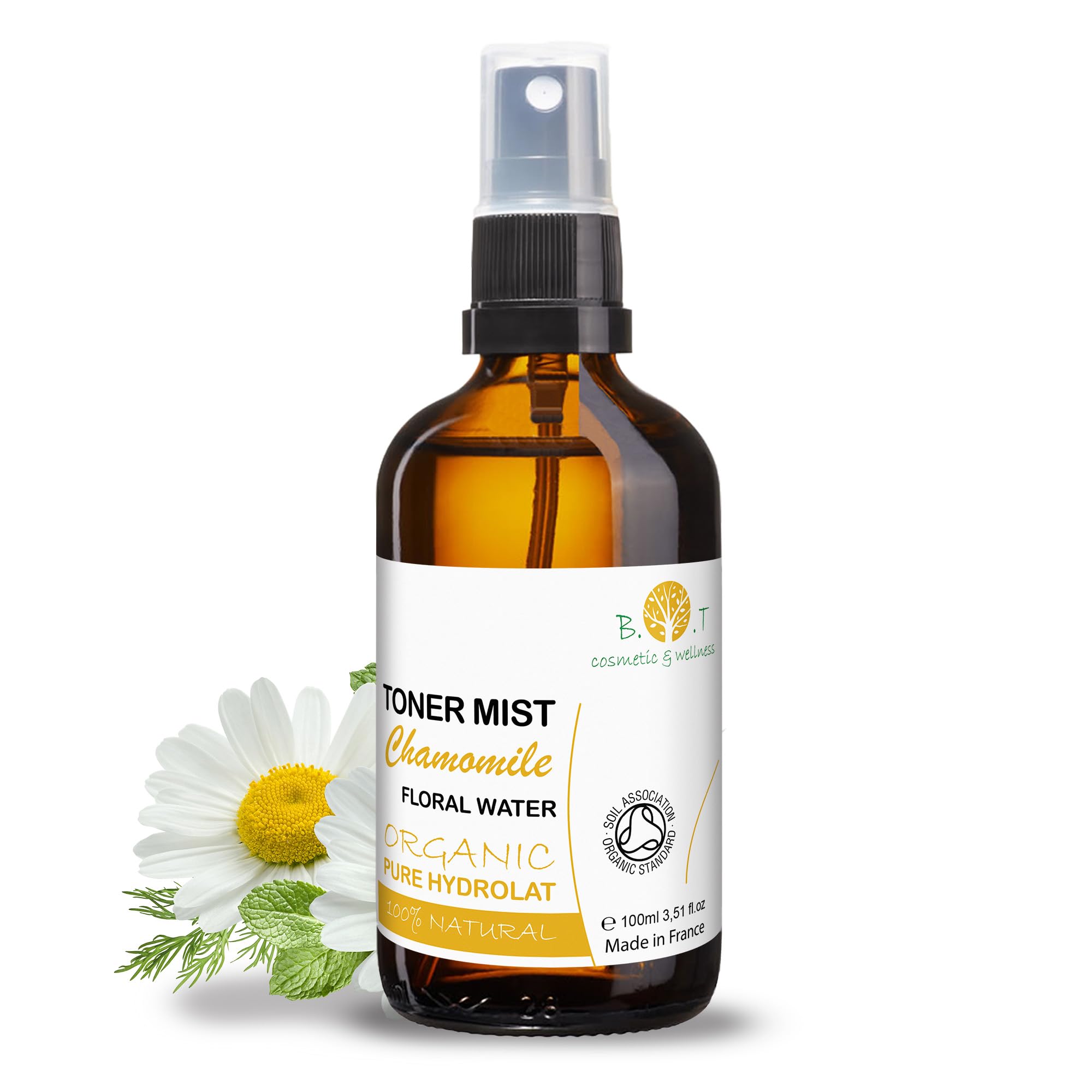 BIO Organic Roman Chamomile Water. Camomile Water Sensitive Skin Care (Face & Body), Baby, Hair & Home. 100% Natural Pure Facial Toner & Body Spray - 100 ml 3.3fl oz