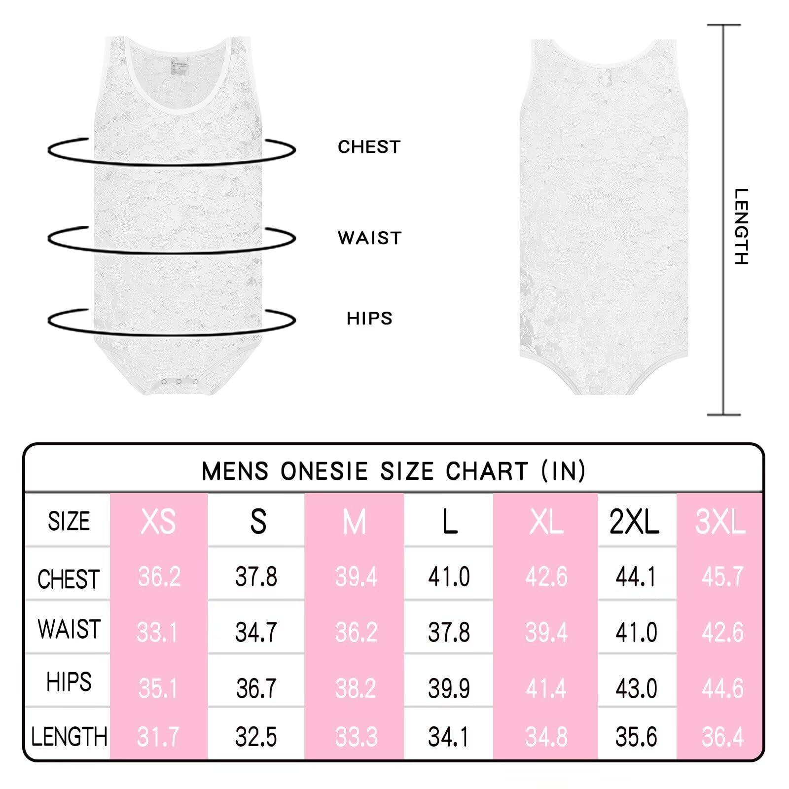 Landofgenie Body Homme Dentelle sans Manches - Tank Top Respirant avec Fermeture à Bouton-Pression à l'entrejambe