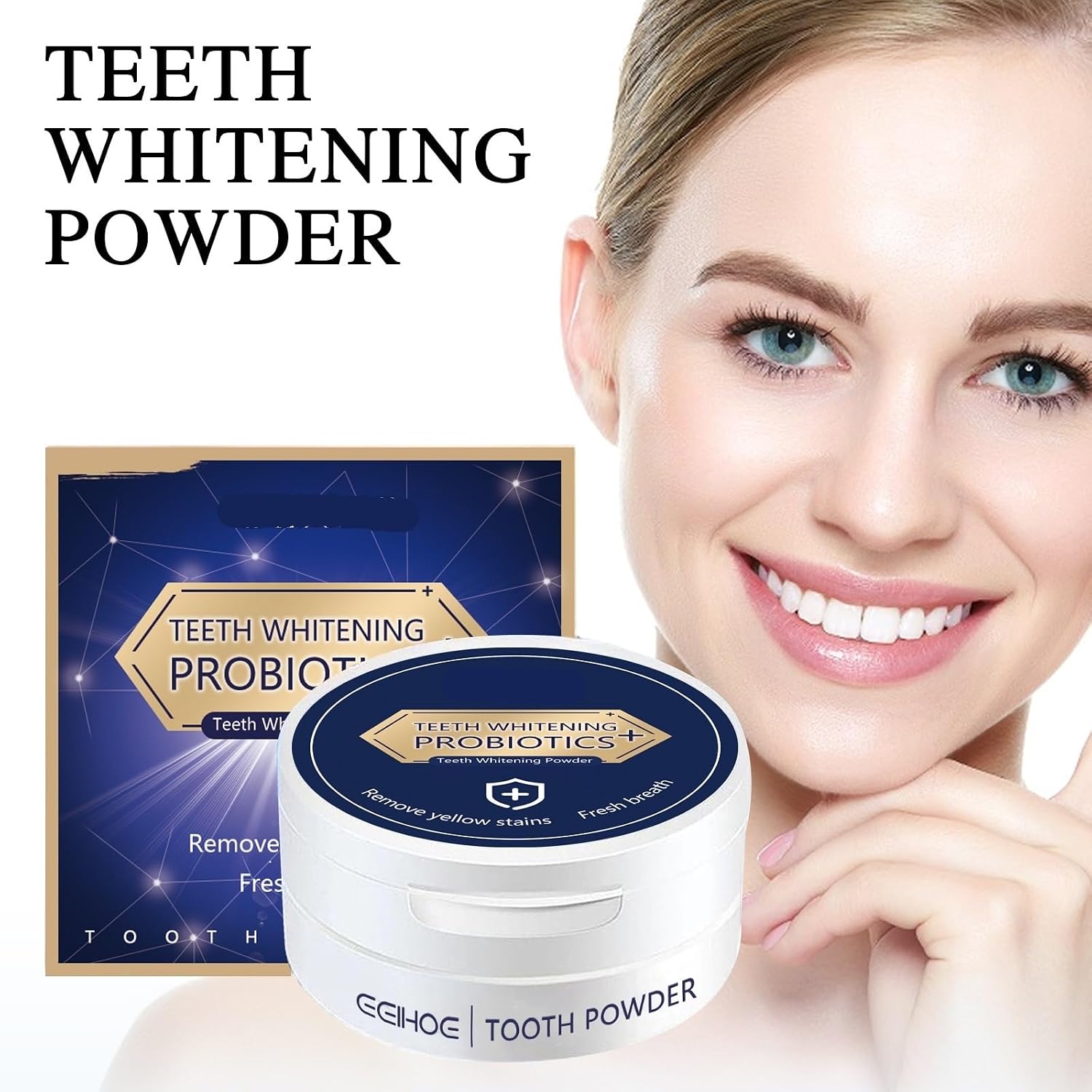 Vibrant White Teeth Whitening Powder - Stain Remover, Fresh Breath, Oral Care, Premium Dental Cleaning & Whitening Powder(3PCS)