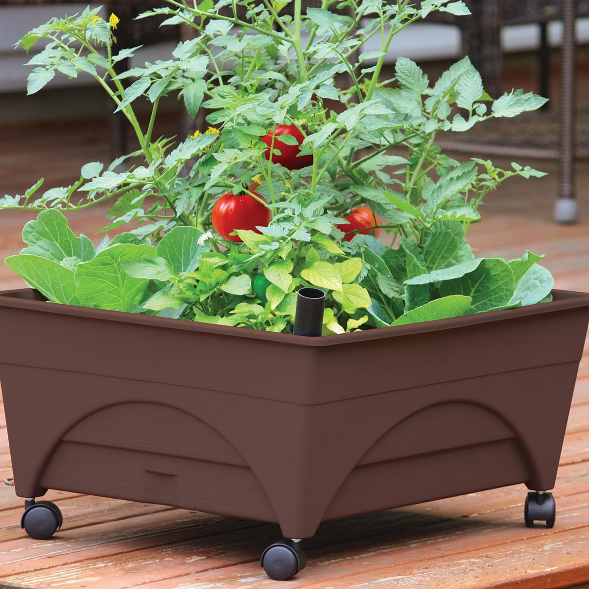Emsco Group 2345 City Raised Bed Grow Box – Self Watering and Improved Aeration – Mobile Unit with Casters-Brown Picker