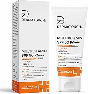 DERMATOUCH Multivitamin SPF 50 PA+++ Sunscreen Gel | UVA-UVB Protection |Zero White Cast | Unisex | 50 g (Pack of 1)