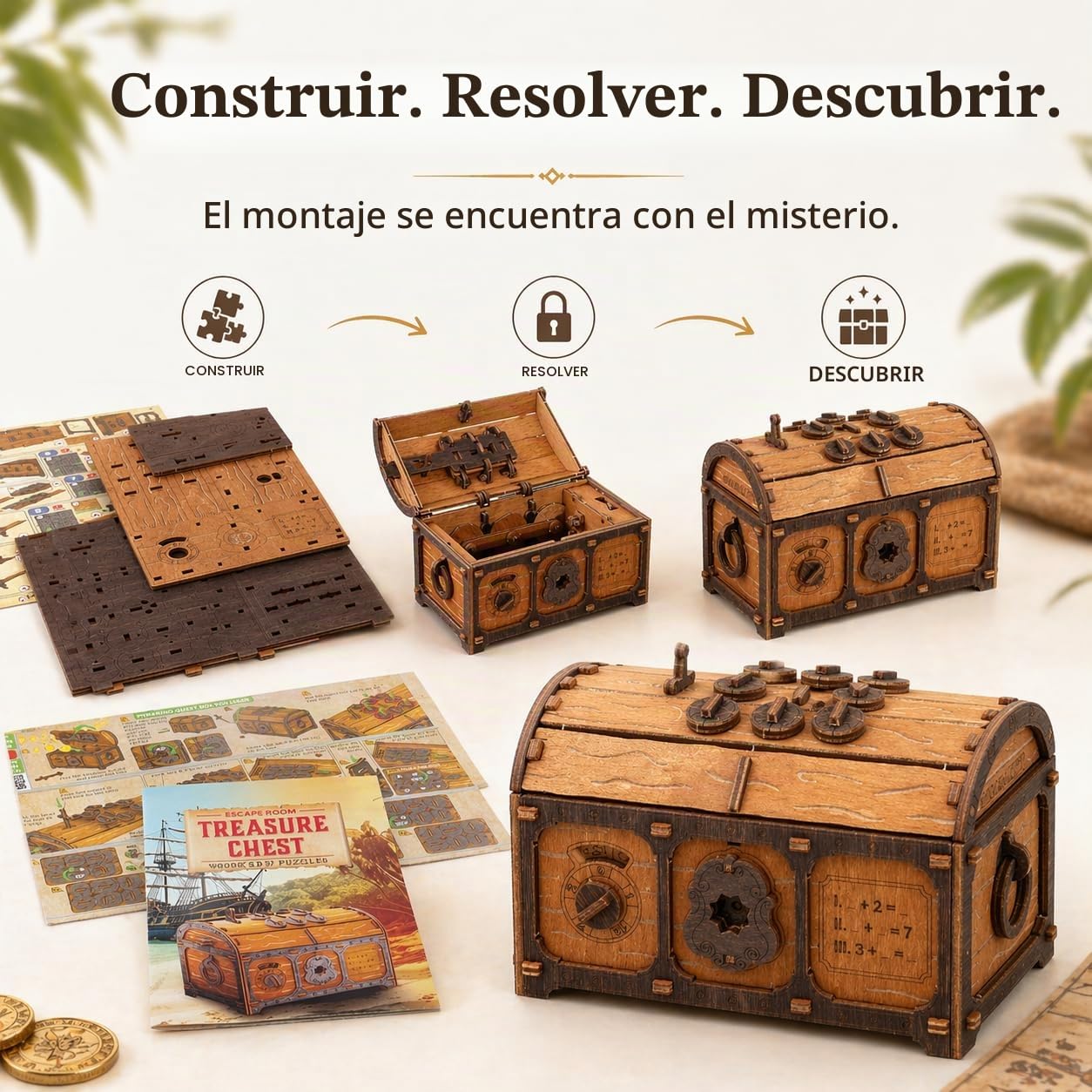 WOODEN.CITY Puzzle Box Treasure Chest, Caja Misteriosa, Puzzle 3D de Madera, Juego de Escape Room, Rompecabezas Interactivo, Caja Secreta Japonesa, Rompecabezas para Adultos, Regalo Original.