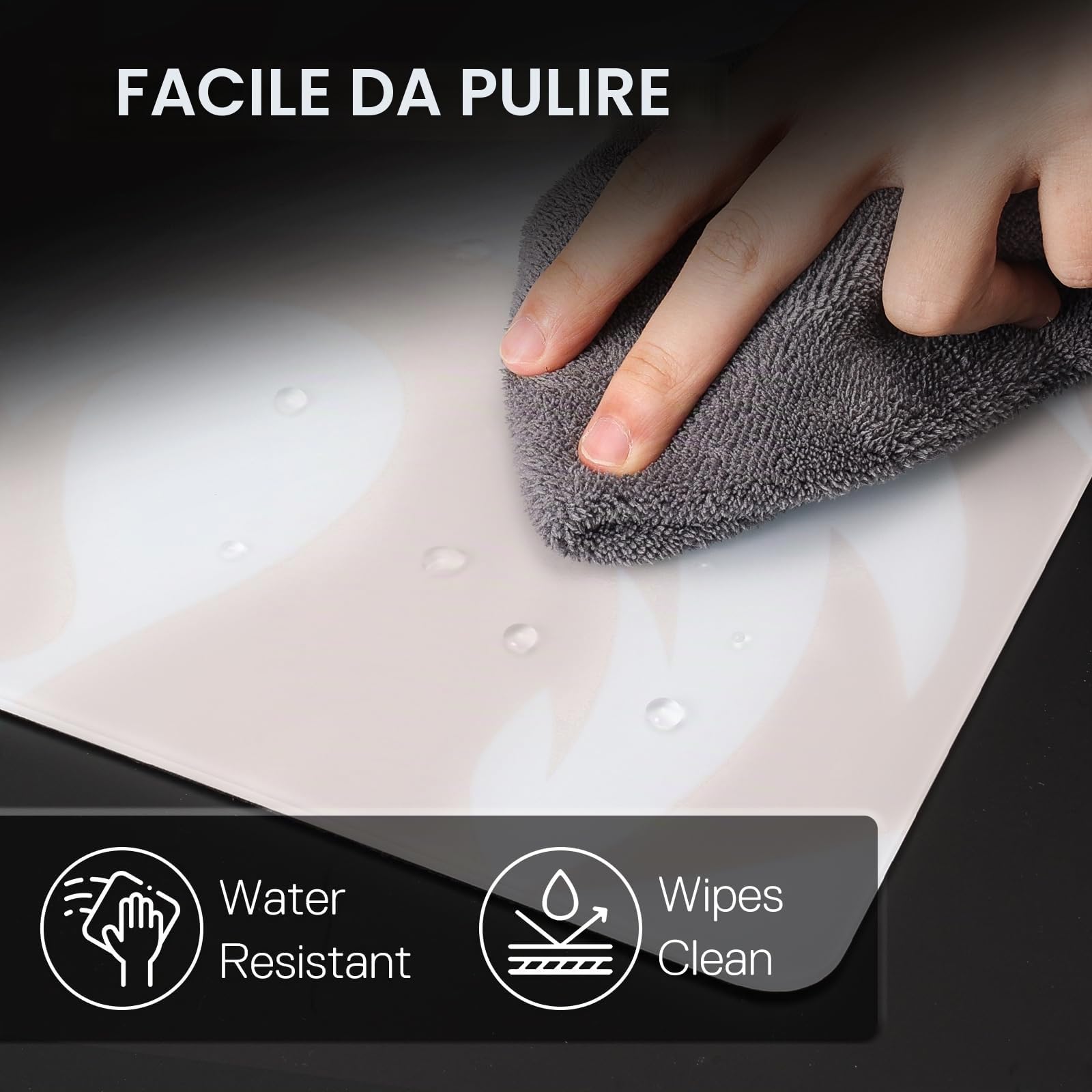 Redragon PG1M Tappetino per mouse in vetro, superficie di precisione ultra liscia con base antiscivolo, facile da pulire, tappetino per mouse rigido per gaming, 330 x 330 x 3,7 mm, bianco