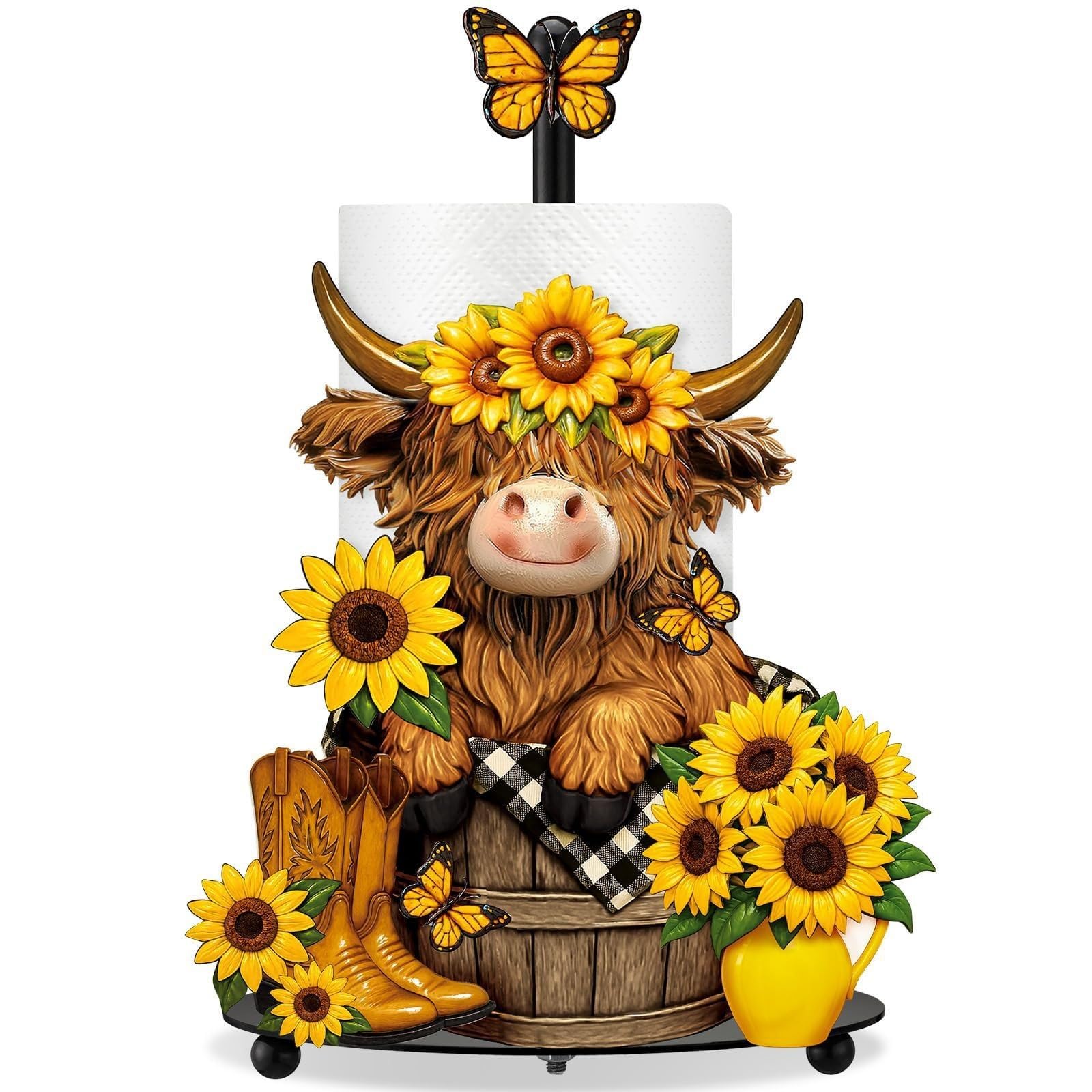 Kitchen Roll Holder Kitchen Bathroom Metal Tissue Holder for Countertop Bathroom