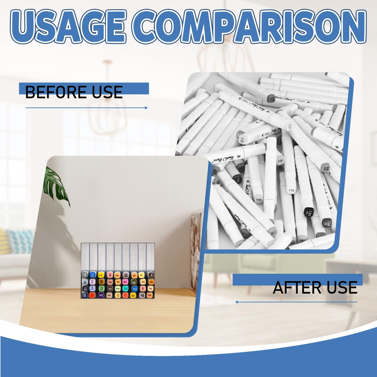 Wenfubrixa Marker Organizer for Desk, Horizontal Art Pen Holder Storage Rack hold 72 Makers, Drawing Art Organizers and Storage for Home, Craft Room, Office (Clear) - Image 4