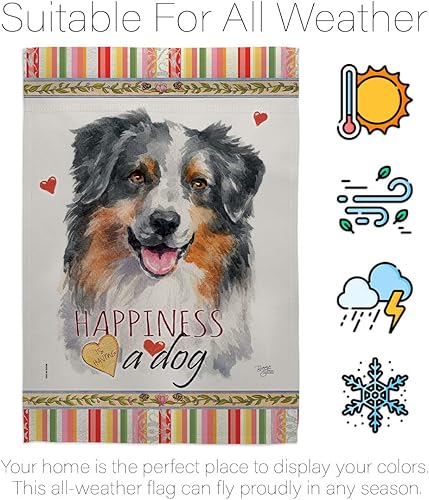 Miniatura 6 de Breeze Decor Juego de banderas de jardín de felicidad con soporte para perro, cachorro, pata arruinada, piel canina, mascota, naturaleza, granja,