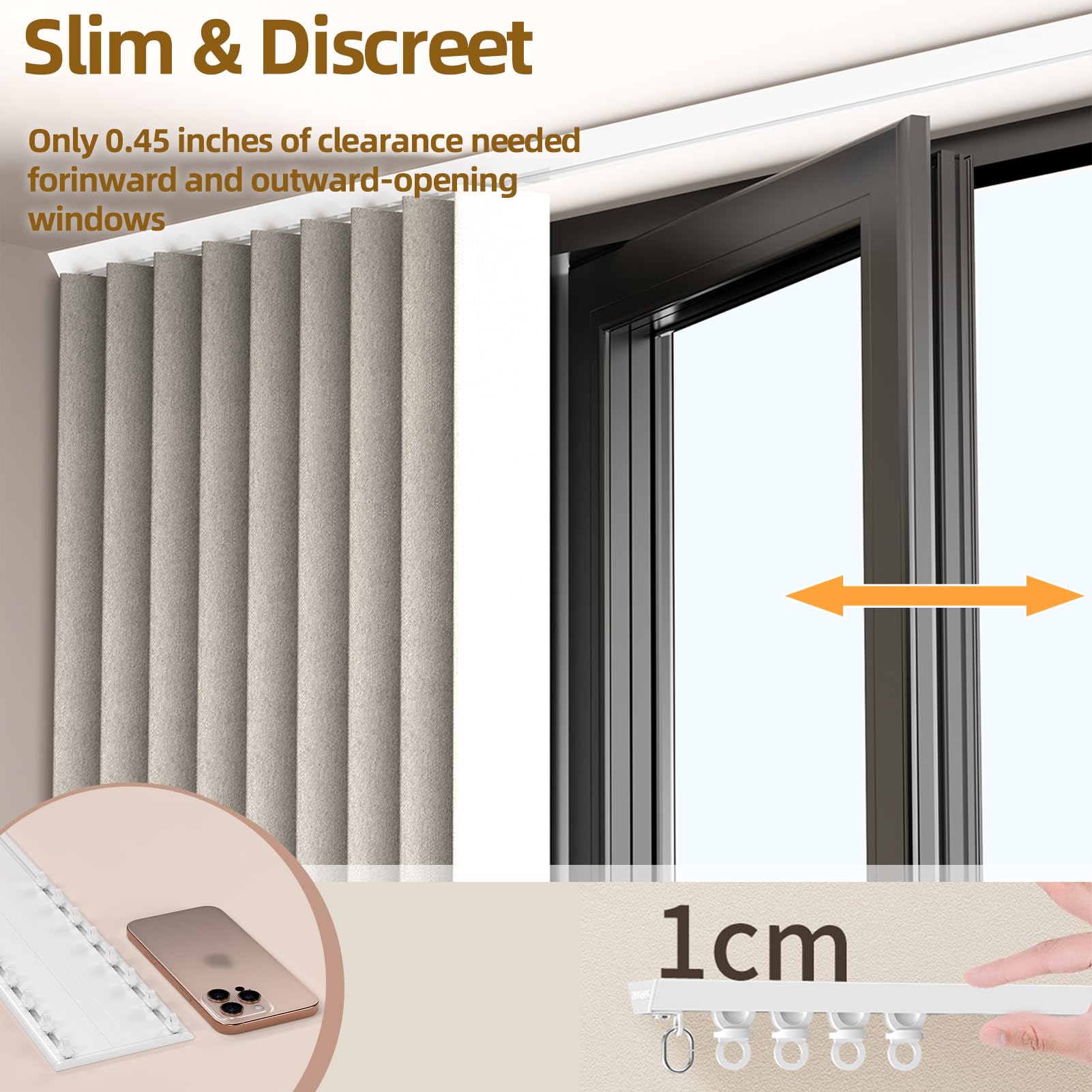 Leises zweireihiges Deckenschienensystem – 3 m flexible Aluminiumschiene für Raumteiler, biegbares Design, ideal für Wohnzimmer und Schlafzimmer, Champagner-Finish