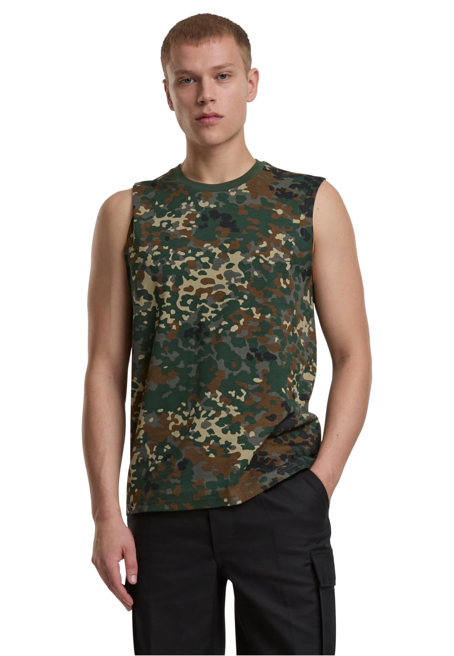 Brandit Men's Olive Green/Black Sleeveless Shirt