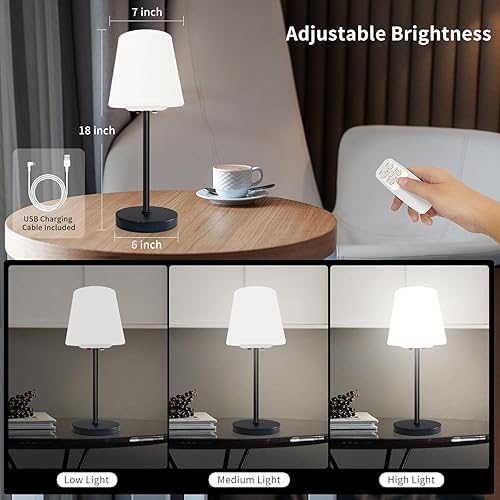 Miniatura 5 de Lámpara de mesa solar, lámpara de mesa para exteriores, lámpara de mesa recargable de 3 modos de color, lámparas de mesa inalámbricas para