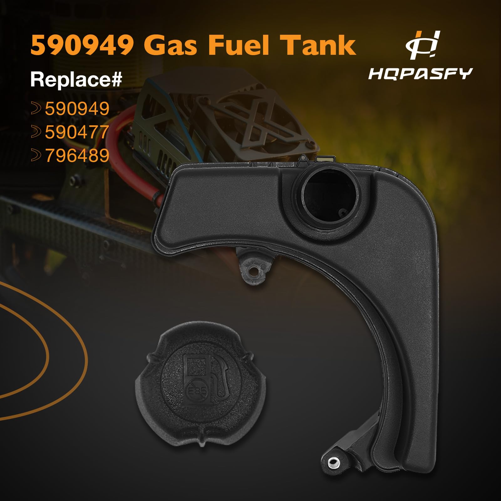 590949 Depósito de combustible con tapa de repuesto para Briggs & Stratton 590949 Sustituye a 590477, 796489