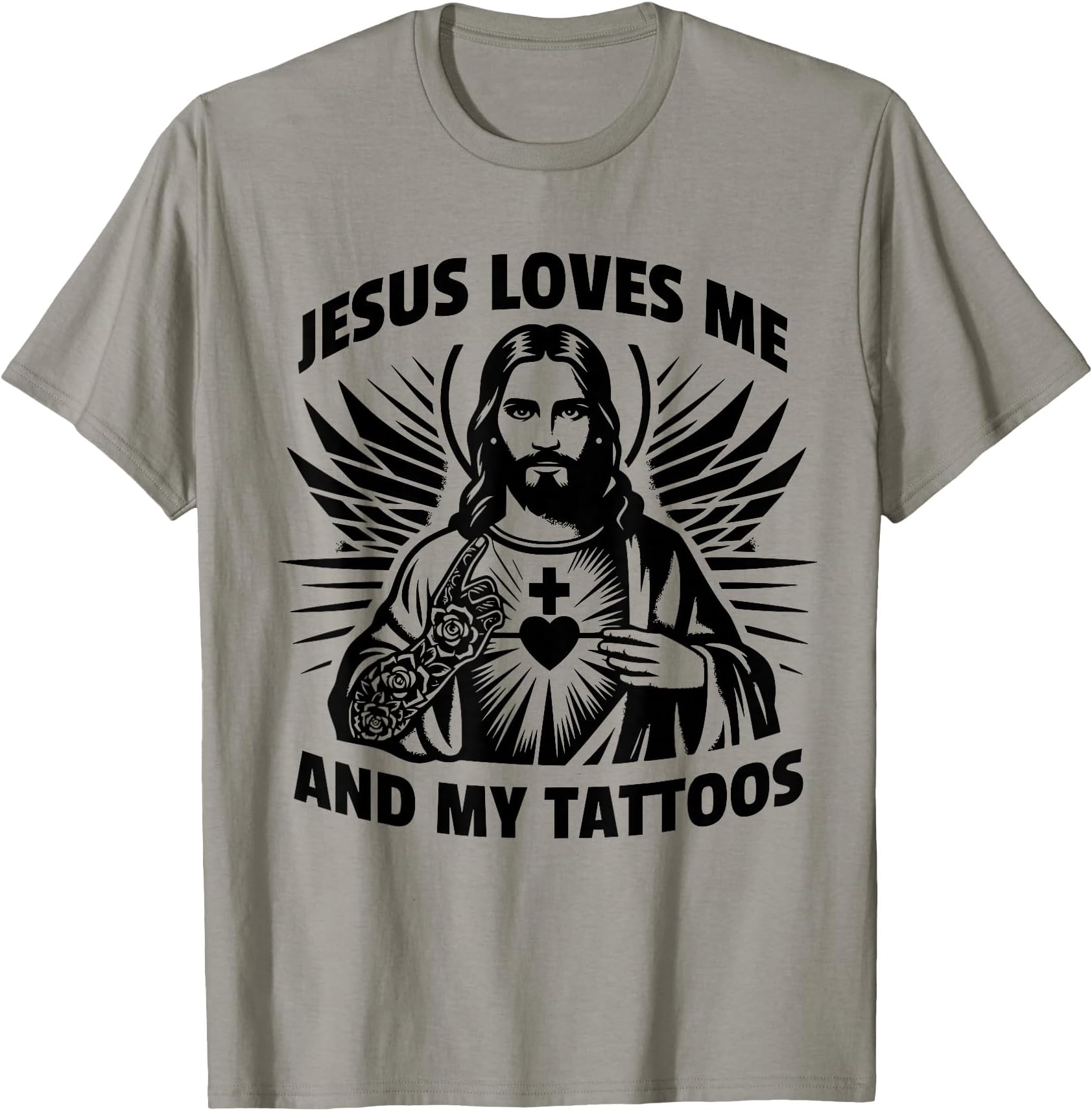 Jesus Loves Me and My Tattoos Funny Saying Tattoo Lover T-Shirt