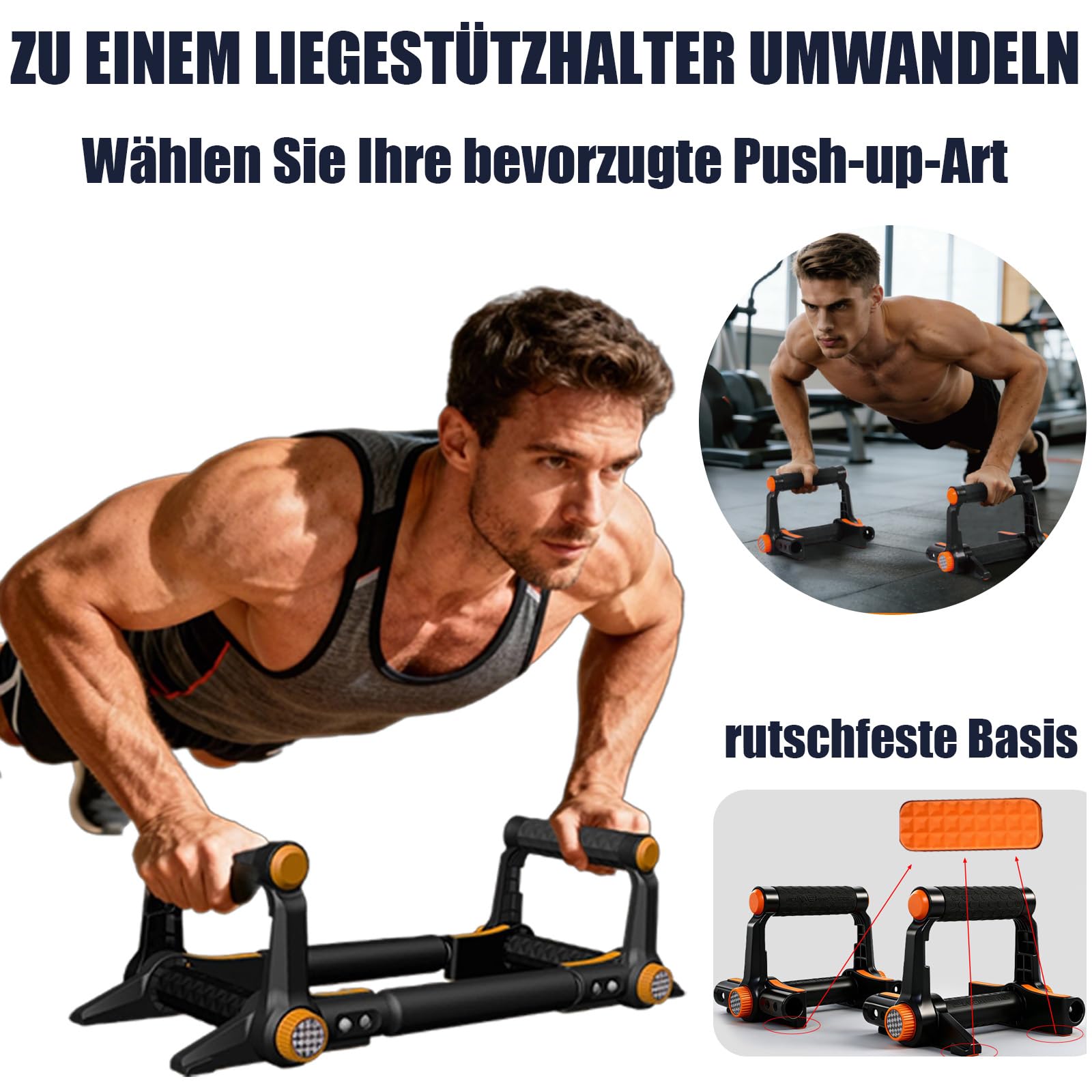 Power Twister Armtrainer für Zuhause, Abnehmbar als Liegestützgriffe, 2 in 1 Tragbarer Brusttrainer für Männer,3-Fach Verstellbar 30-50kg,Oberkörper Trainingsgerät,Gorilla Grip