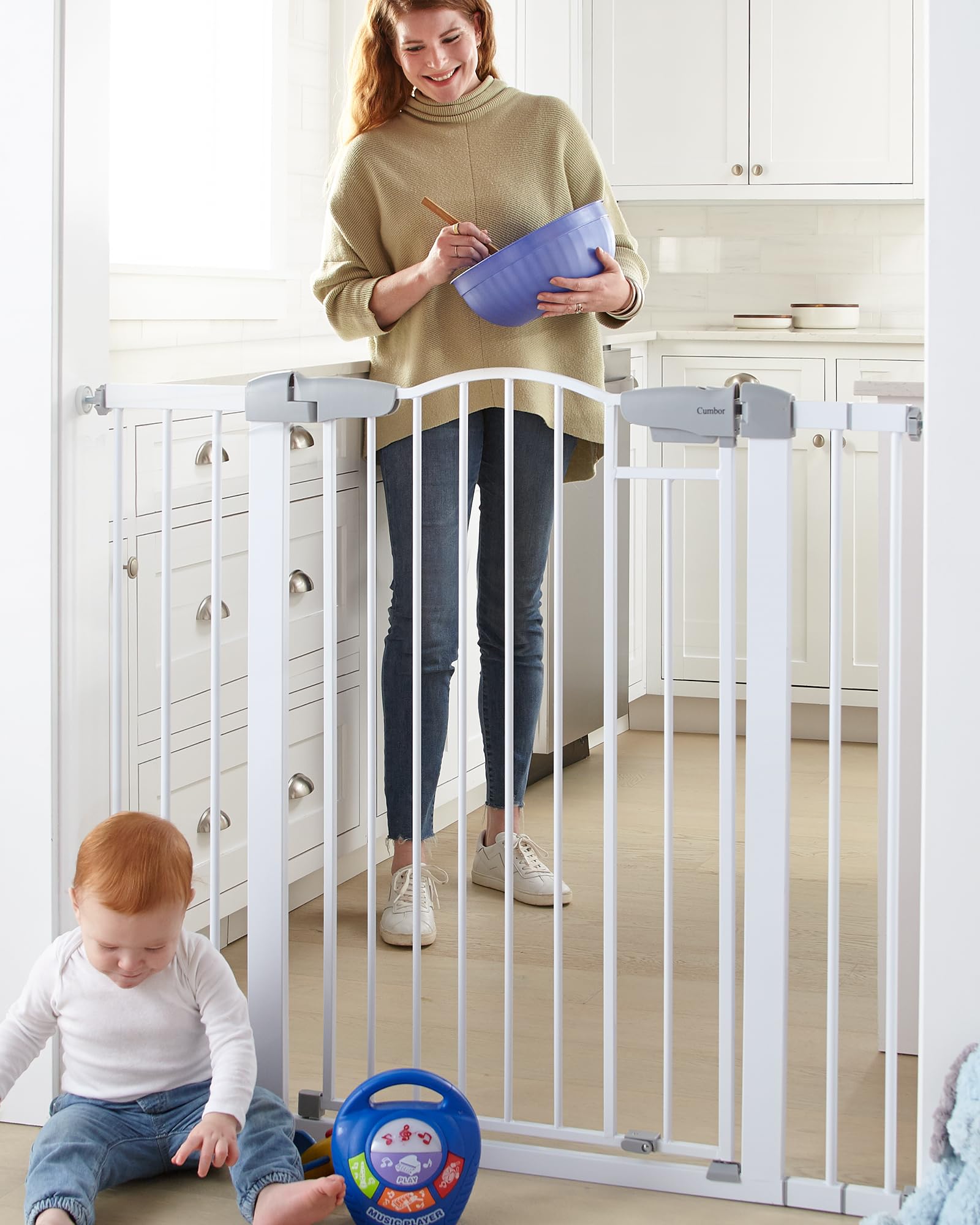 Photo 1 of Cumbor 40.6" Wide 36" Tall Auto Close Baby Gate & Cumbor Safety 46" Wide 36" Tall Arch Dog Gate, Durable Child Gate for Stairs, Doorways, Easy Walk Thru Dog Gate for House for Doorways