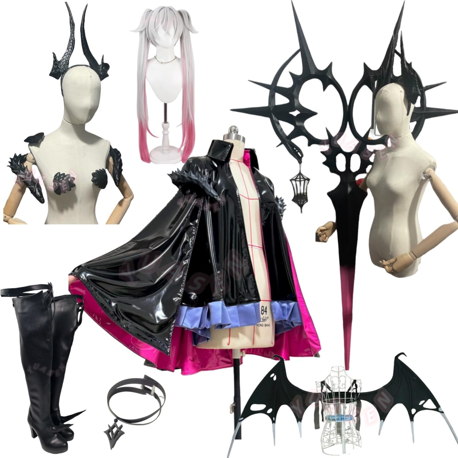 YUASEN FGO Fate Grand Order, New Characters Lillis, Second Represent, Cosplay Costume, Lillis, Synthetic Leather, Cosplay Costume + Wig + Shoes + Tools, After-party, Performance, Kakusan, Obon