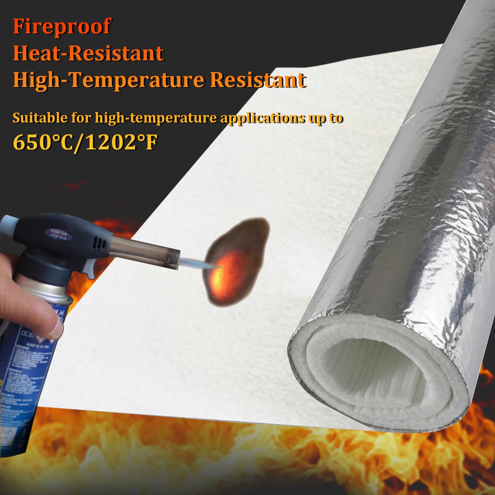 1200F Feuerfeste Isolierdecke, Nano-Aerogel Matte mit Aluminiumfolie, Hohe Temperaturbeständigkeit/Isolierung (50X50cm(19.6x19.6in),Thickness: 3mm)