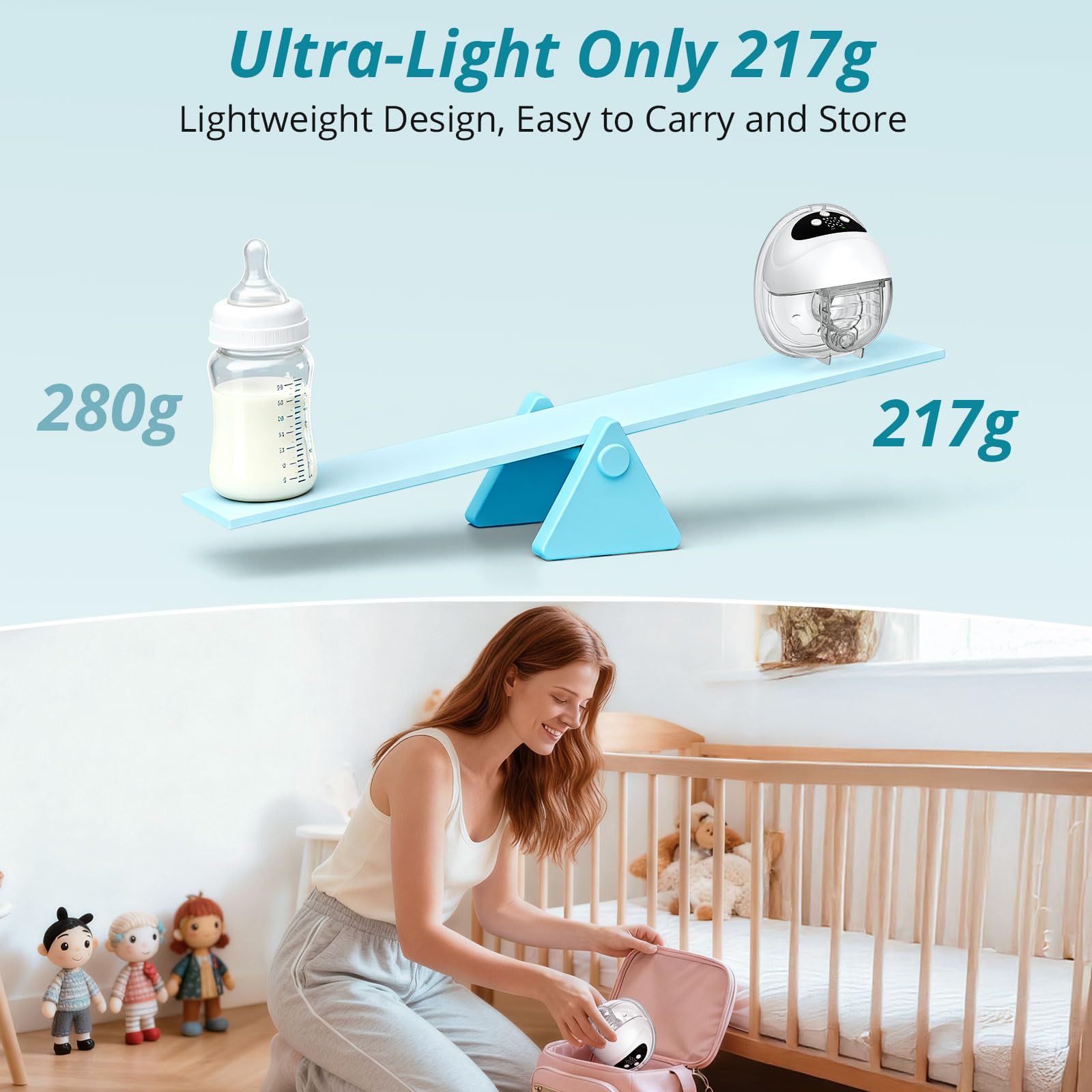 2 Piezas Sacaleches Eléctrico Manos Libres Extractor de Leche Portátil Silenciosa con 4 Modos y 12 Niveles Con Brida de 21/24/27 mm para la Oficina, los Desplazamientos y los Viajes (Blanca)